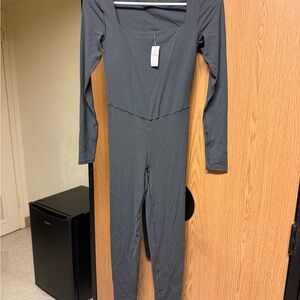 Aerie XS Charcoal Long Sleeve Legging Jumpsuit